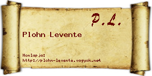 Plohn Levente névjegykártya